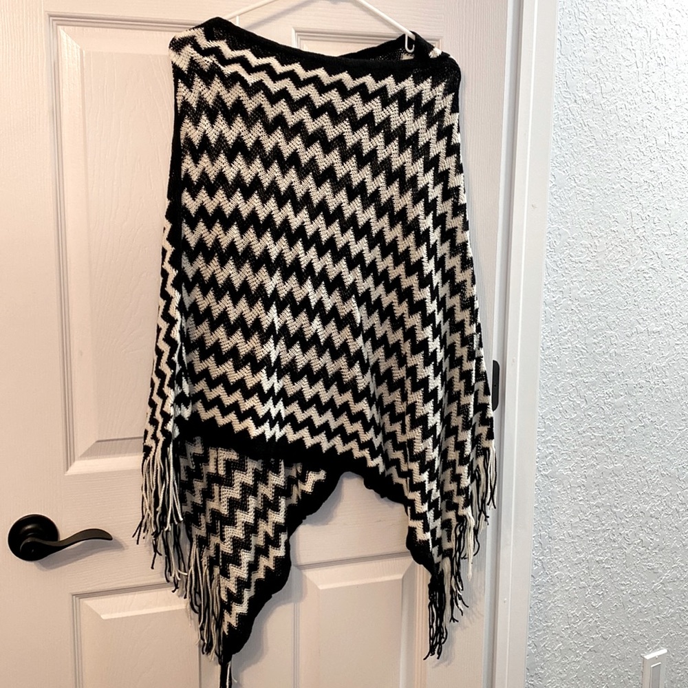 Black and white poncho
